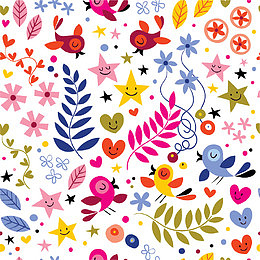 可爱的卡通无缝拼接底纹