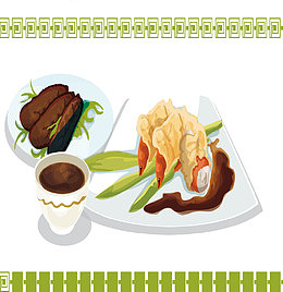 矢量图煎饺子