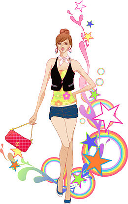 穿超短裙的女人矢量素材