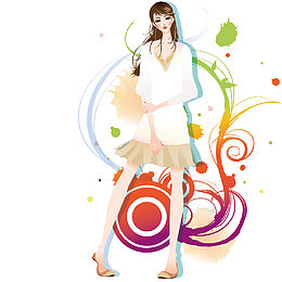 时尚美女背景矢量