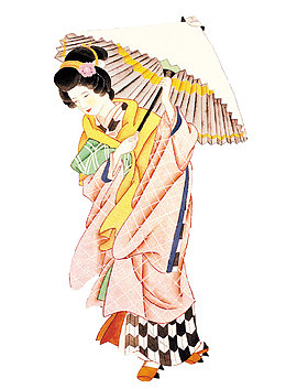 撑伞的日本和服仕女