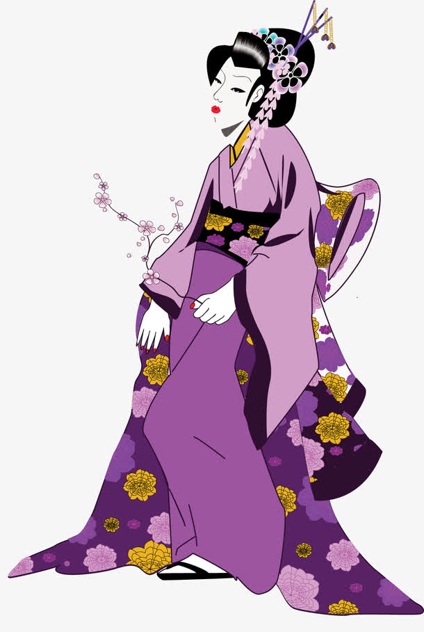矢量日本和服女免抠素材免费下载_觅元素51yuansu.com