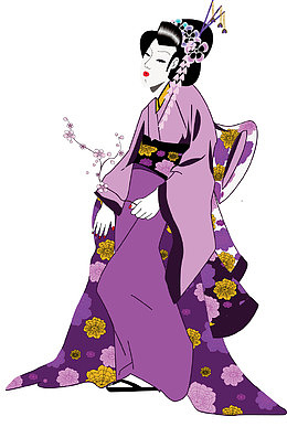 矢量日本和服女