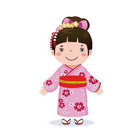 穿粉色和服的女孩