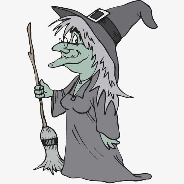 卡通拿着魔法扫帚的女巫