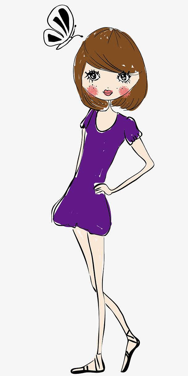 卡通手绘性感美女