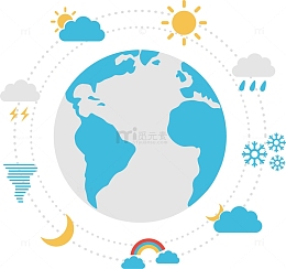 矢量手绘地球天气图标