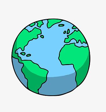 手绘的地球与城市png开学季卡通版的男老师psdjpg绿色环保背景png快乐