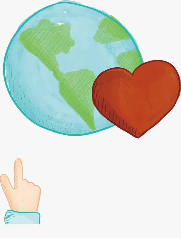 手绘爱心地球