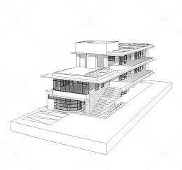 室外建筑模型透视图