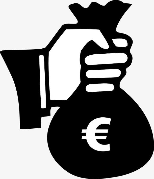 黑白手握钱袋子图标