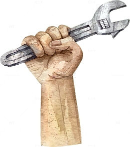 紧握工具的拳头