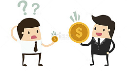 卡通手托硬币的西装男人