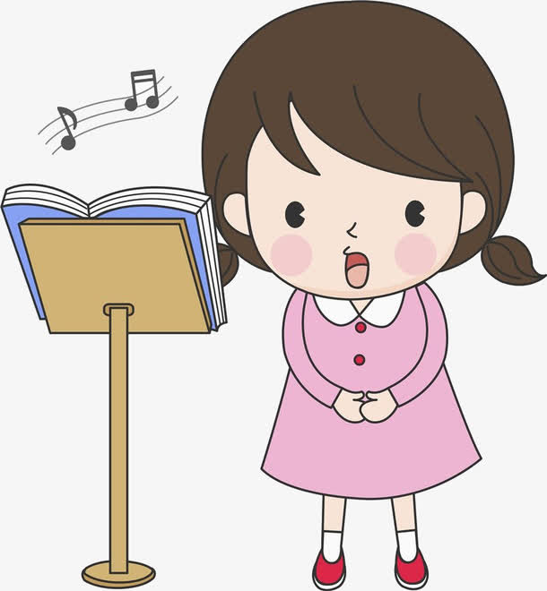卡通女孩唱歌素材