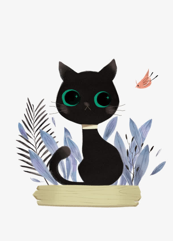 卡通黑色小猫咪素材免费下载_觅元素