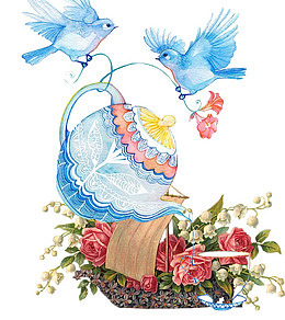 小鸟浇花