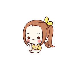 卡通手绘托腮小女孩