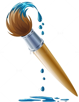 蓝色颜料盒画笔