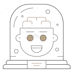 封闭空间娃娃线稿矢量图