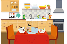 矢量图杂乱的大厅