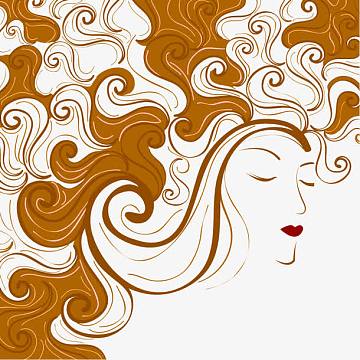 卷发发型图案png卡通手绘敷面膜女生人物头像aipng红色衣服设计卡通