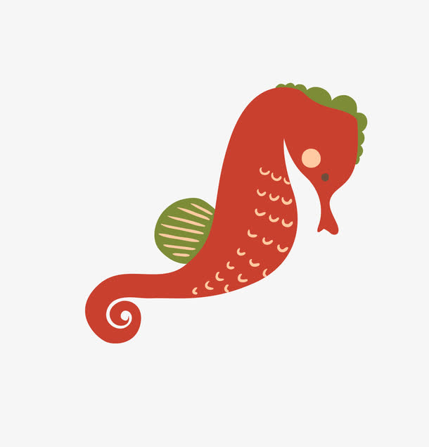 矢量红色海洋可爱小海马