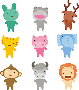 矢量手绘卡通动物