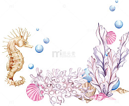手绘海底生物