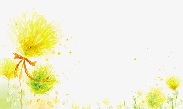 水墨丝带花朵背景图