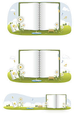 小清新背景的打开的笔记本