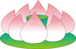 手绘粉色莲花莲蓬图案