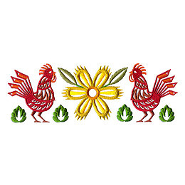 手绘的大公鸡和花朵