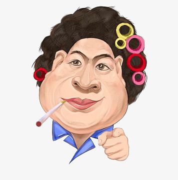 手绘卡通漫画包租婆(4149x5016)png双十一抢红包小人包租婆形象(800x