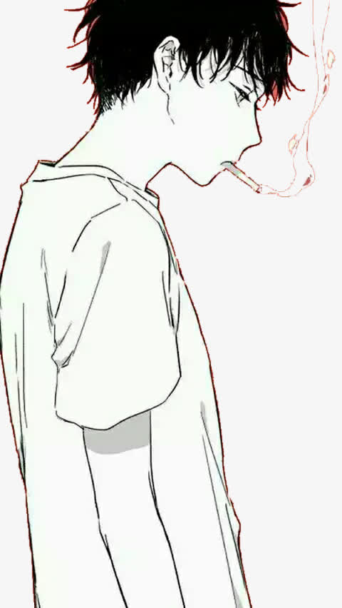 抽烟男孩手绘元素