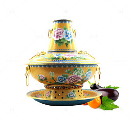 黄色景泰蓝火锅