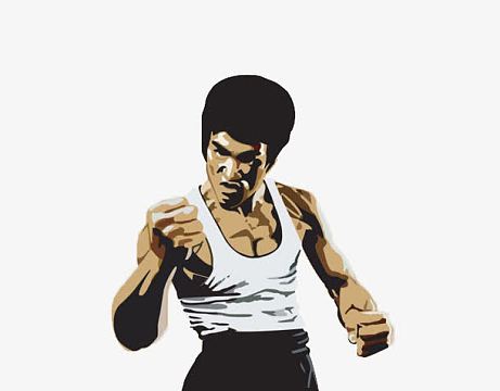 握拳的李小龙卡通漫画造型