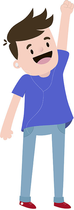 举手握拳的男孩