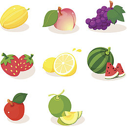 卡通8种夏日水果