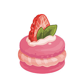 矢量草莓马卡龙