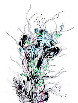 手绘蓝色鲜花