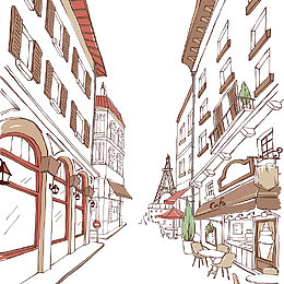 插画卡通城市街景