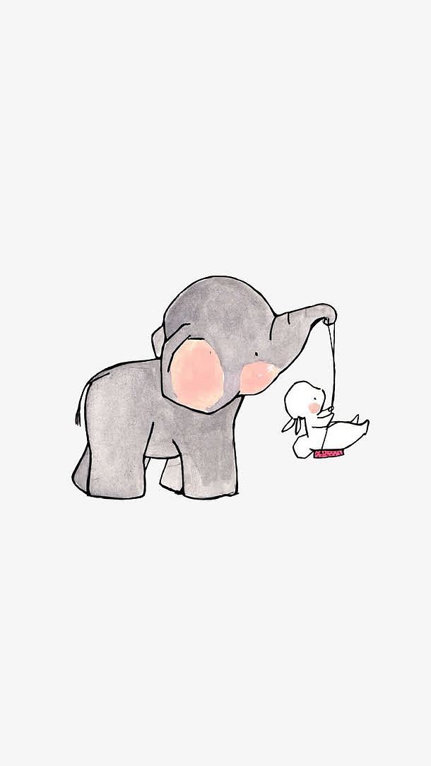 水彩画大象