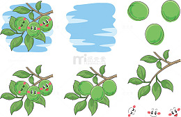 矢量树上的梅子表情
