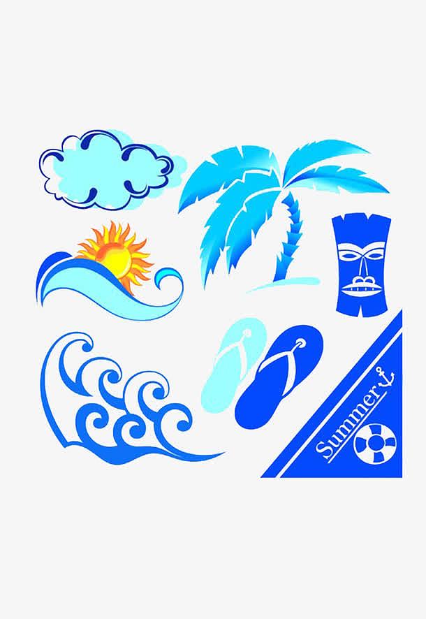 蓝色夏威夷元素