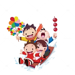 小孩学雪橇滑雪
