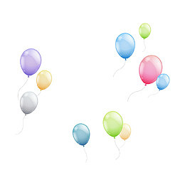 卡通马卡龙颜色气球漂浮效果