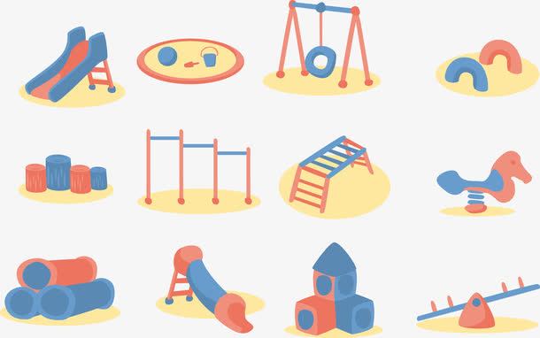 可爱儿童游乐设施矢量图