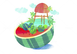 西瓜插画