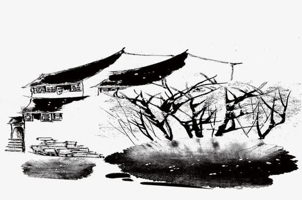 国画小屋素材免费下载_觅元素