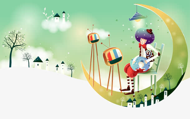 手绘的,小女孩,装饰,卡通的,梦幻的,奇幻的,装饰背景,旅程,奇幻之旅